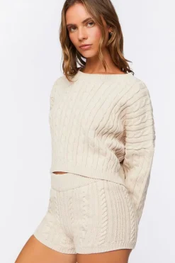 Cable Knit Mid-Rise Shorts
