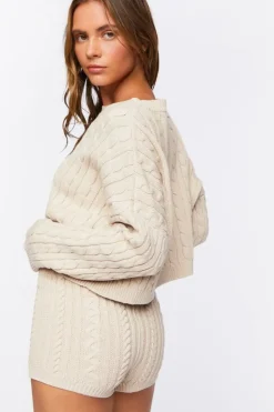 Cable Knit Mid-Rise Shorts