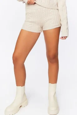 Cable Knit Mid-Rise Shorts