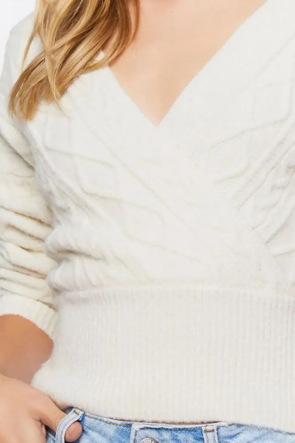 Cable Knit Surplice Sweater