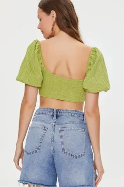 Cable Knit Twist-Front Crop Top