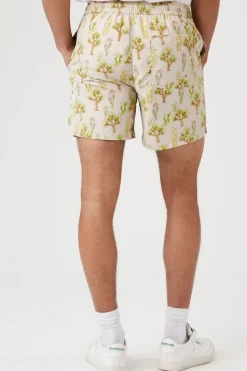Cactus Print Nylon Swim Trunks