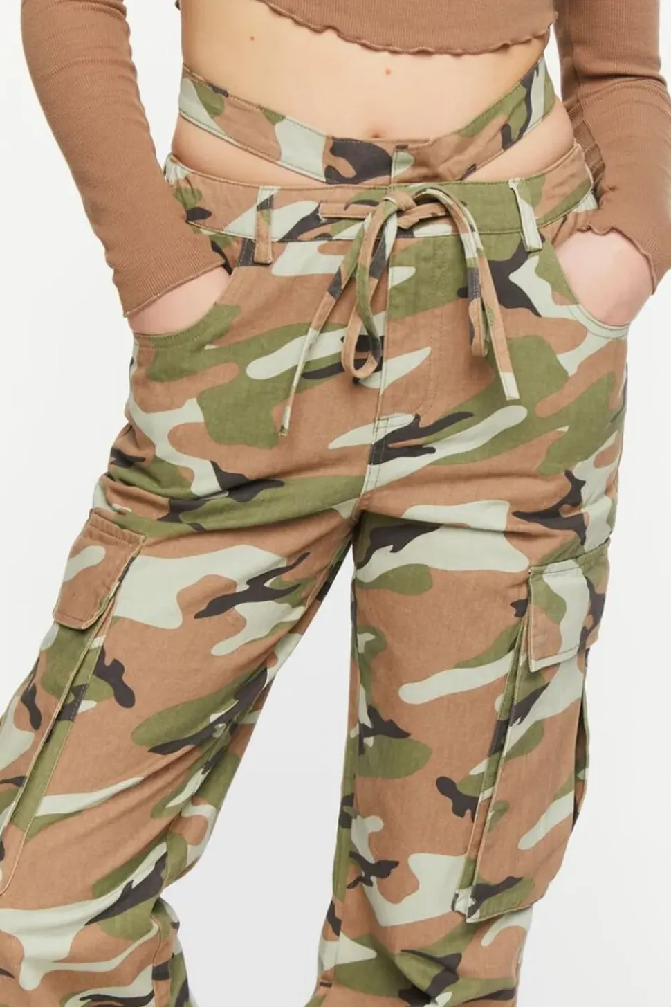 Camo Dual High-Rise Cargo Pants