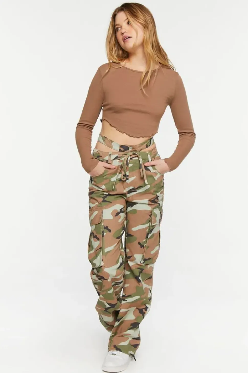 Camo Dual High-Rise Cargo Pants