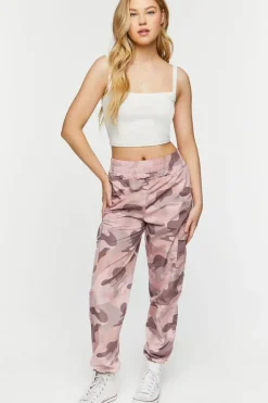 Camo Print Smocked Joggers