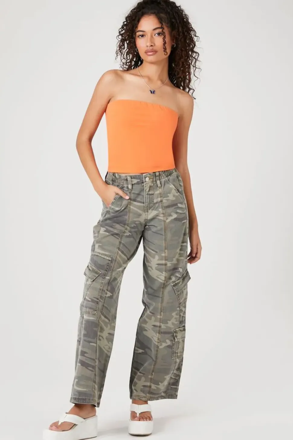 Camo Wide-Leg Cargo Pants