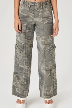 Camo Wide-Leg Cargo Pants