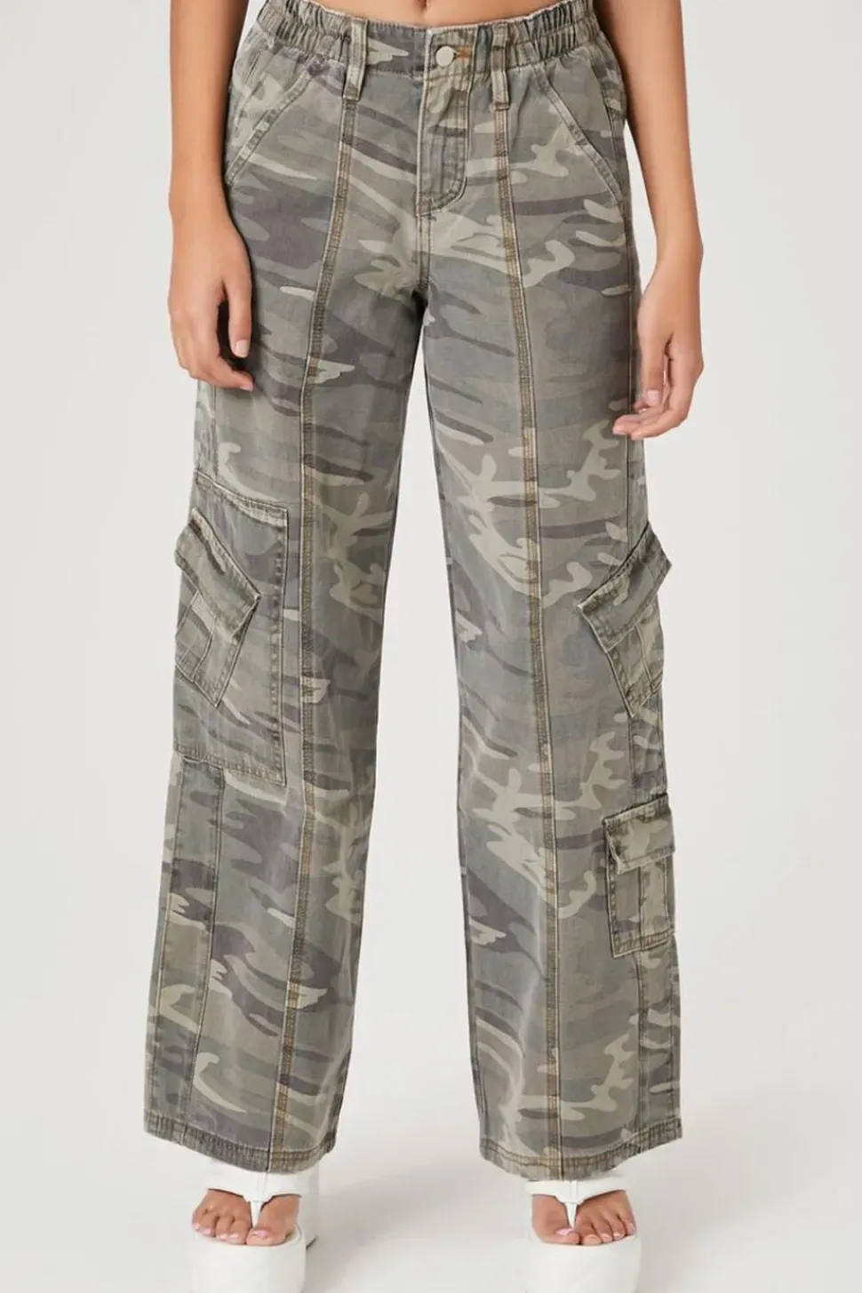 Camo Wide-Leg Cargo Pants