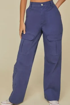 Canvas Wide-Leg Cargo Pants