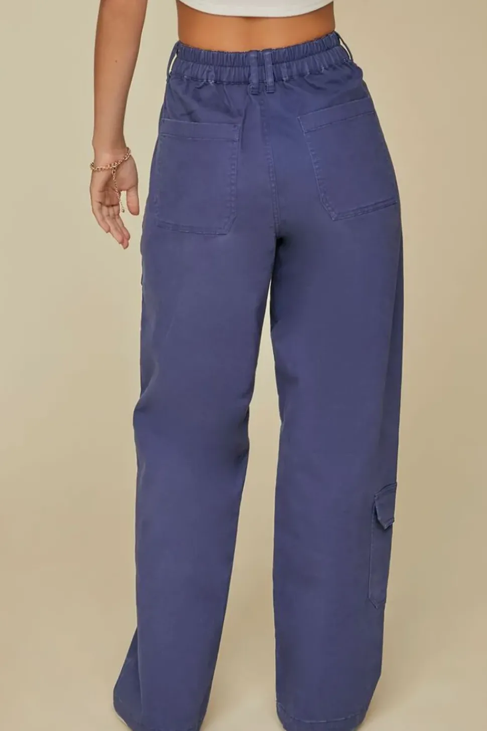 Canvas Wide-Leg Cargo Pants