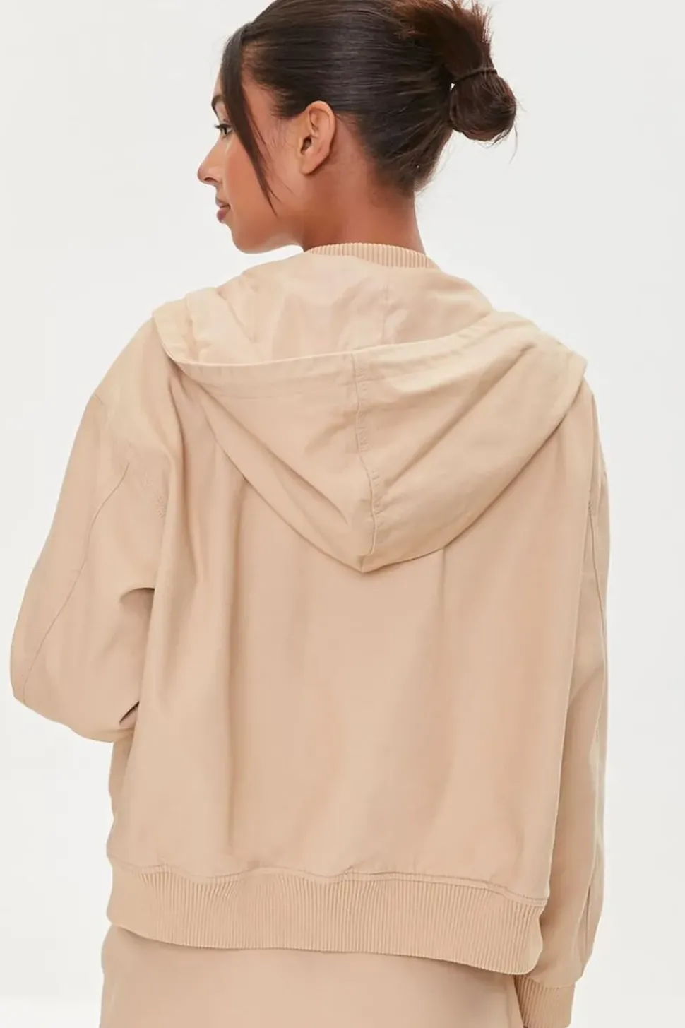Canvas Zip-Up Drawstring Hoodie