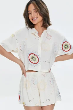 Celestial Print High-Rise Shorts