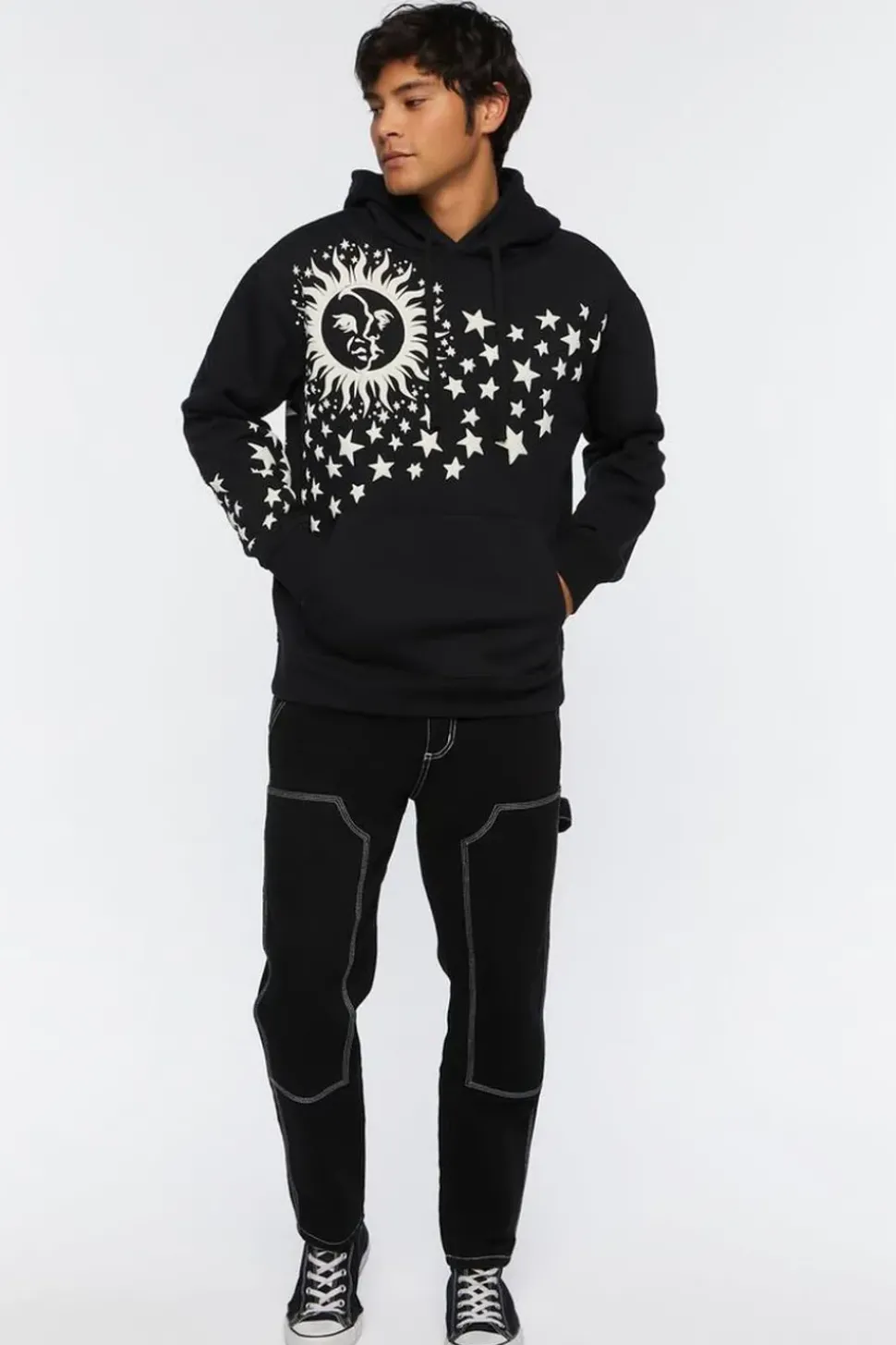 Celestial Sun & Stars Graphic Hoodie