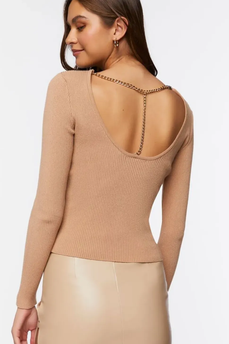 Chain Back Sweater-Knit Top