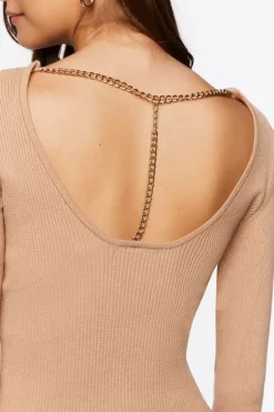 Chain Back Sweater-Knit Top