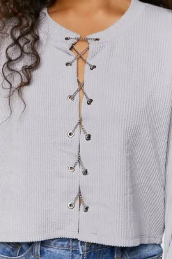 Chain Lace-Up Eyelet Crop Top