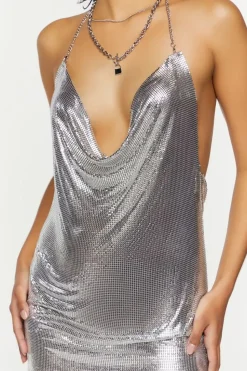 Chainmail Halter Mini Dress