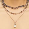 Chain Padlock Pendant Necklace Set