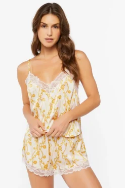 Chain Print Lace-Trim Cami & Shorts Set