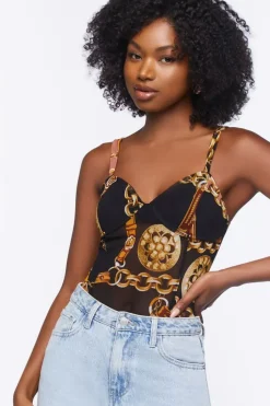 Chain Print Mesh Bodysuit