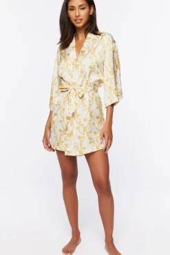 Chain Print Satin Robe