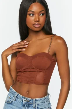 Chain-Strap Bustier Crop Top
