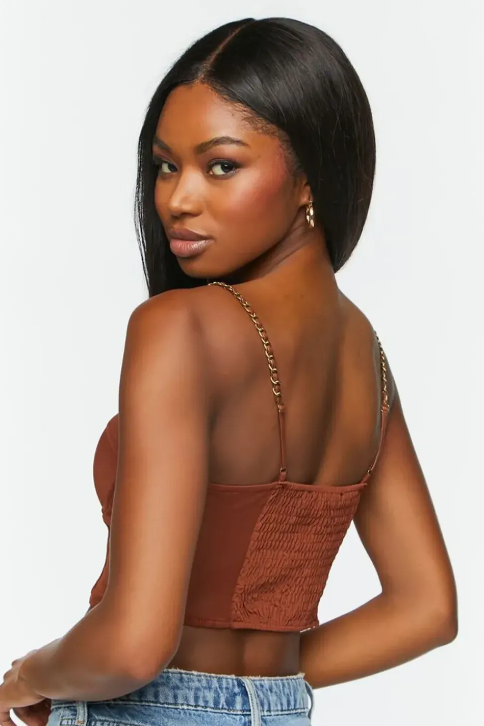 Chain-Strap Bustier Crop Top