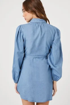 Chambray Mini Shirt Dress