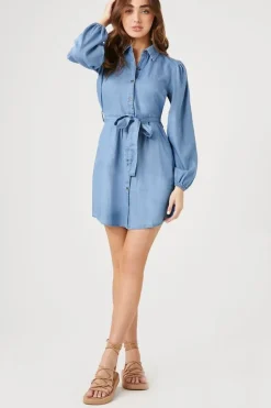 Chambray Mini Shirt Dress