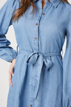Chambray Mini Shirt Dress