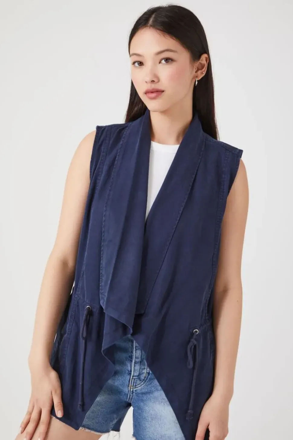 Chambray Open-Front Vest