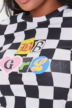 Checkered Bb Grl Cropped Tee