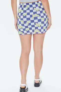 Checkered Butterfly Mini Skirt