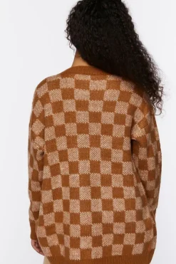 Checkered Cardigan Sweater
