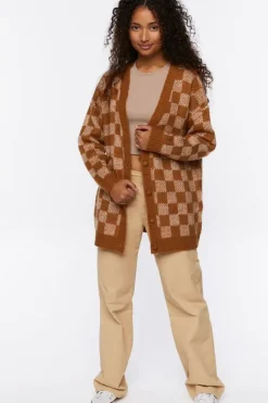 Checkered Cardigan Sweater