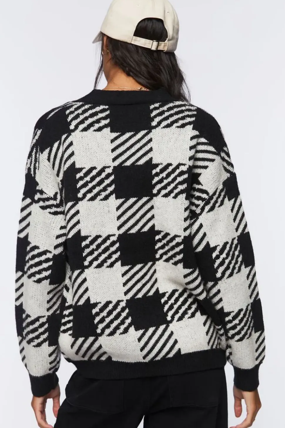 Checkered Cardigan Sweater