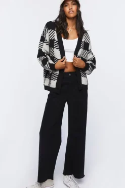 Checkered Cardigan Sweater