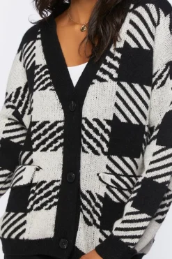 Checkered Cardigan Sweater