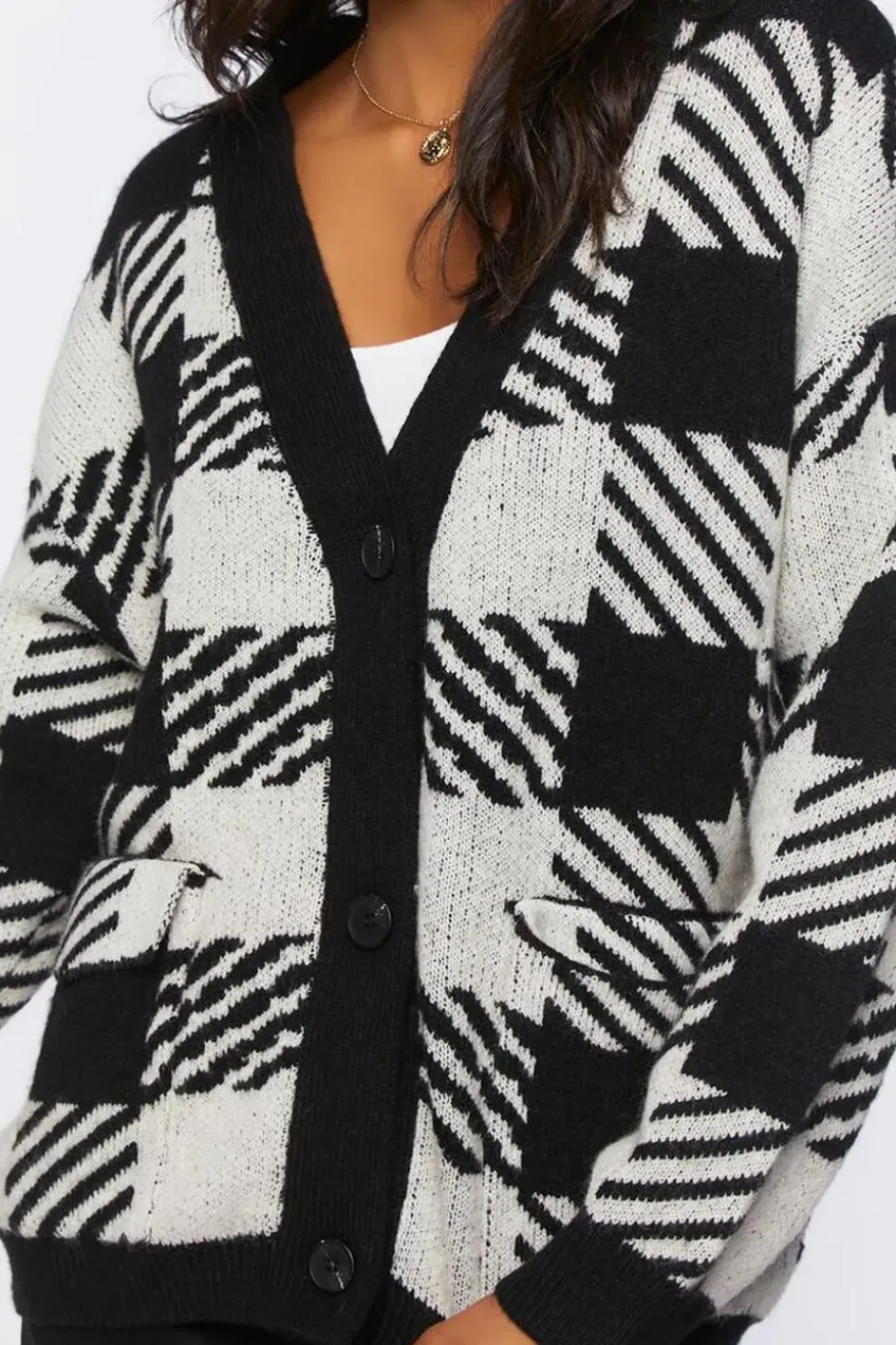 Checkered Cardigan Sweater