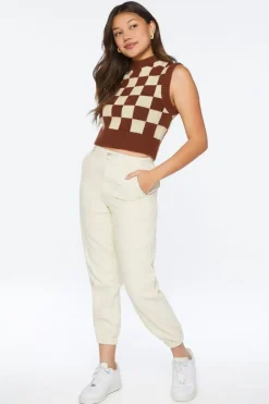 Checkered Cropped Sweater Vest