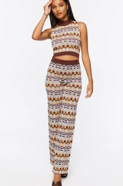 Checkered Crop Top & Pants Set