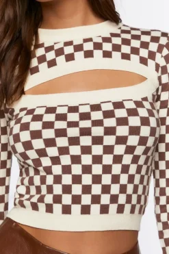 Checkered Cutout Crop Top
