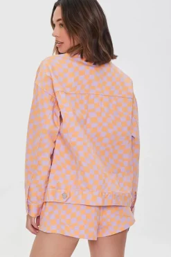 Checkered Denim Jacket