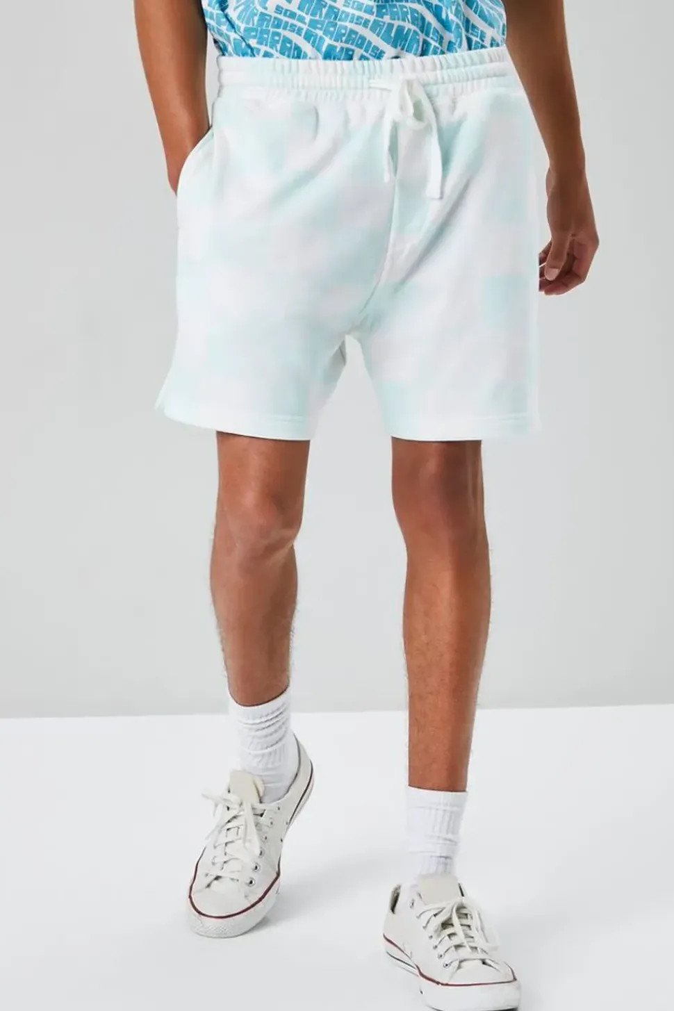 Checkered Drawstring Sweatshorts