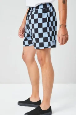 Checkered Drawstring Swim Trunks