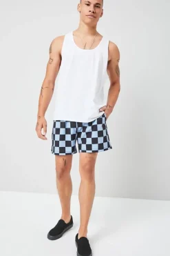 Checkered Drawstring Swim Trunks