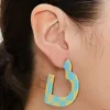 Checkered Heart Hoop Earrings