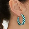 Checkered Hoop Earrings
