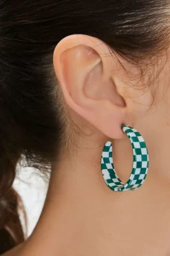 Checkered Hoop Earrings