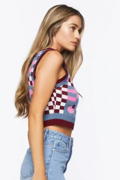 Checkered Mushroom Sweater Vest